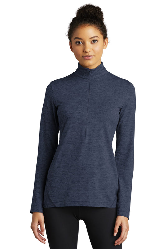 Front View of Dark Denim Hth Sport-Tek Women's Exchange 1.5 Long Sleeve 1/2-Zip LST711 - XXL