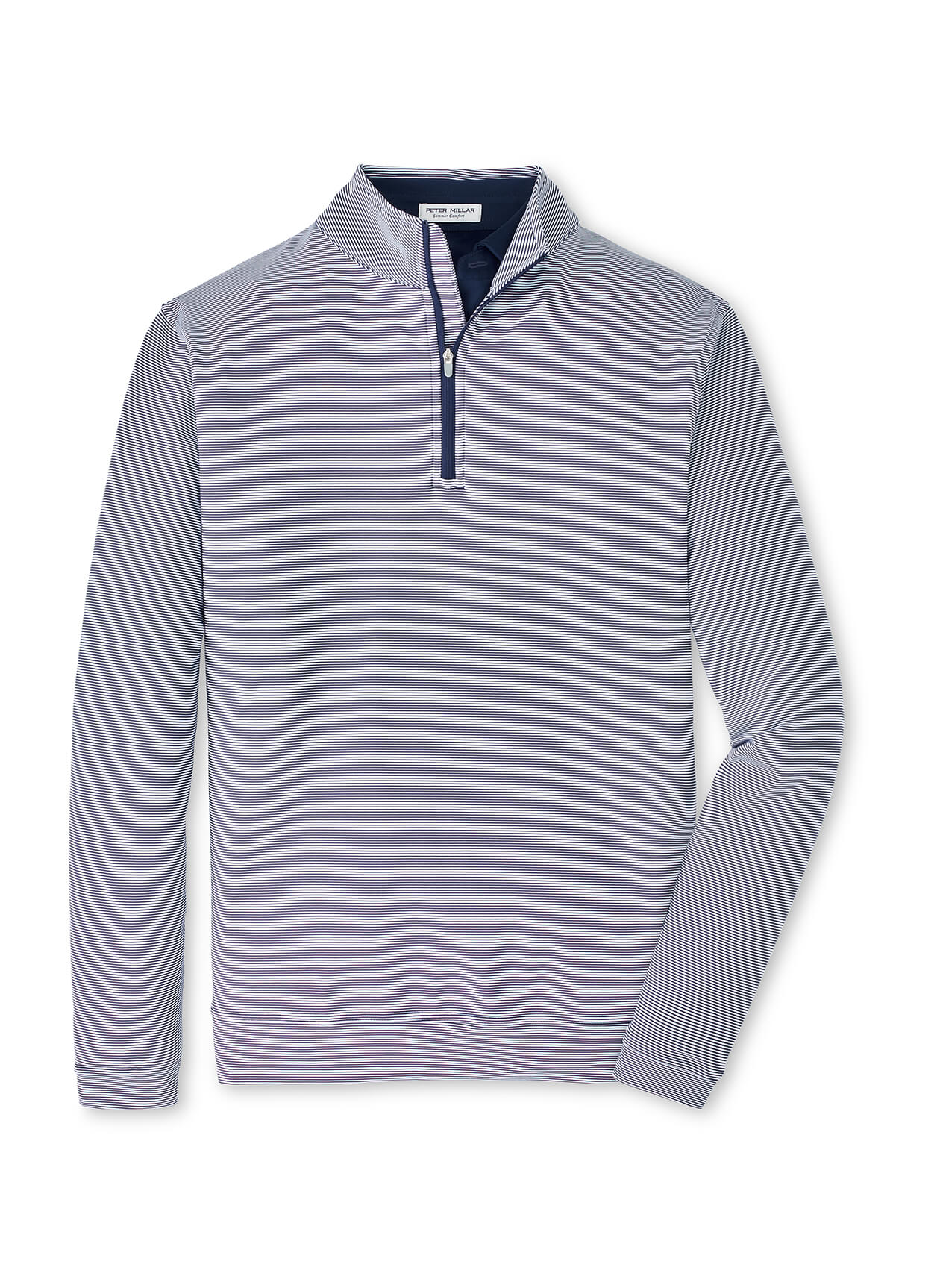 Peter Millar Men's Perth Sugar Stripe Quarter-Zip - Iron / White - SM