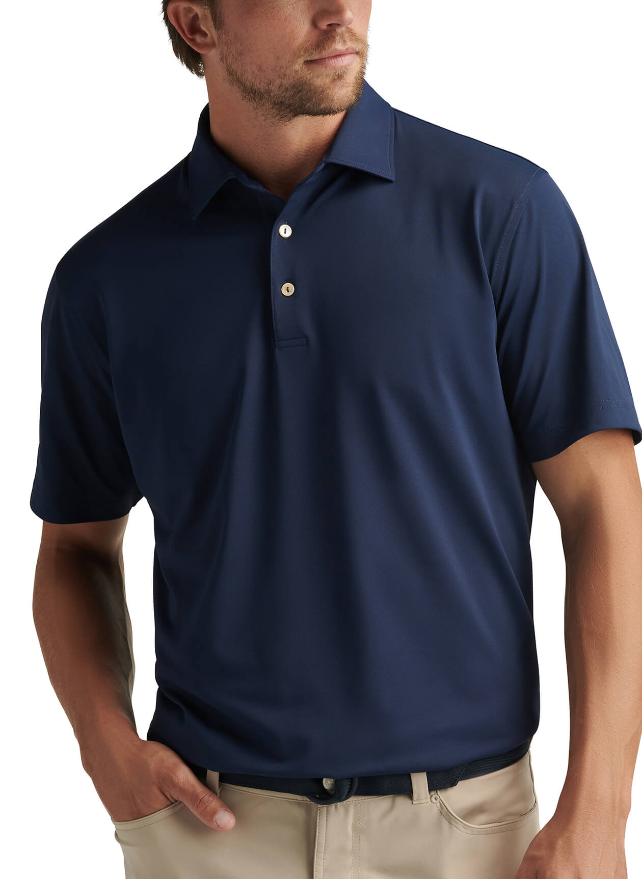 Peter Millar Men's Solid Stretch Polo - Navy - MD