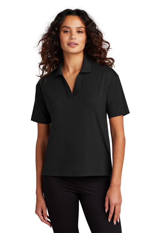 Front View of DeepBlack Mercer+Mettle Women's Stretch Jersey Polo MM1015 - XS