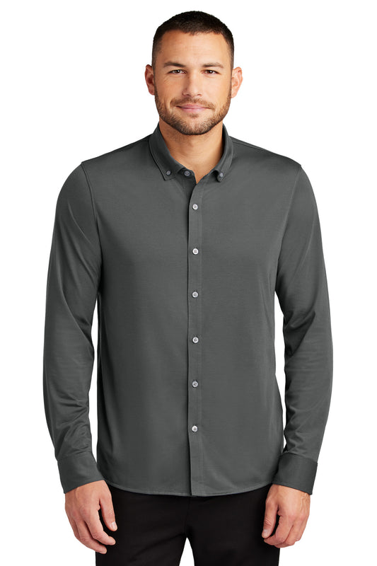 Front View of AnchorGrey Mercer+Mettle Stretch Jersey Long Sleeve Shirt MM1018 - XS