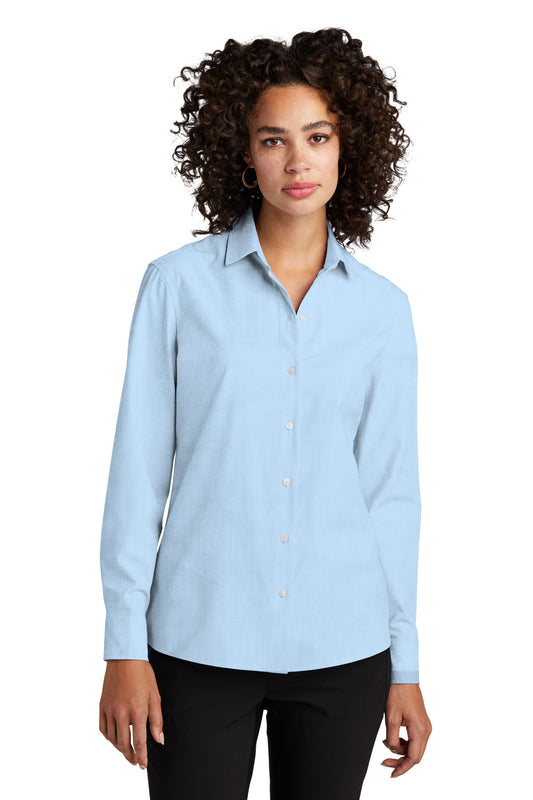 Front View of AirBlueEOE Mercer+Mettle Women's Long Sleeve Stretch Woven Shirt MM2001 - XS