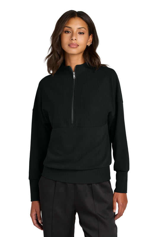 Front View of DeepBlack Mercer+Mettle Women's Linear Texture 1/4-Zip MM3041 - XS