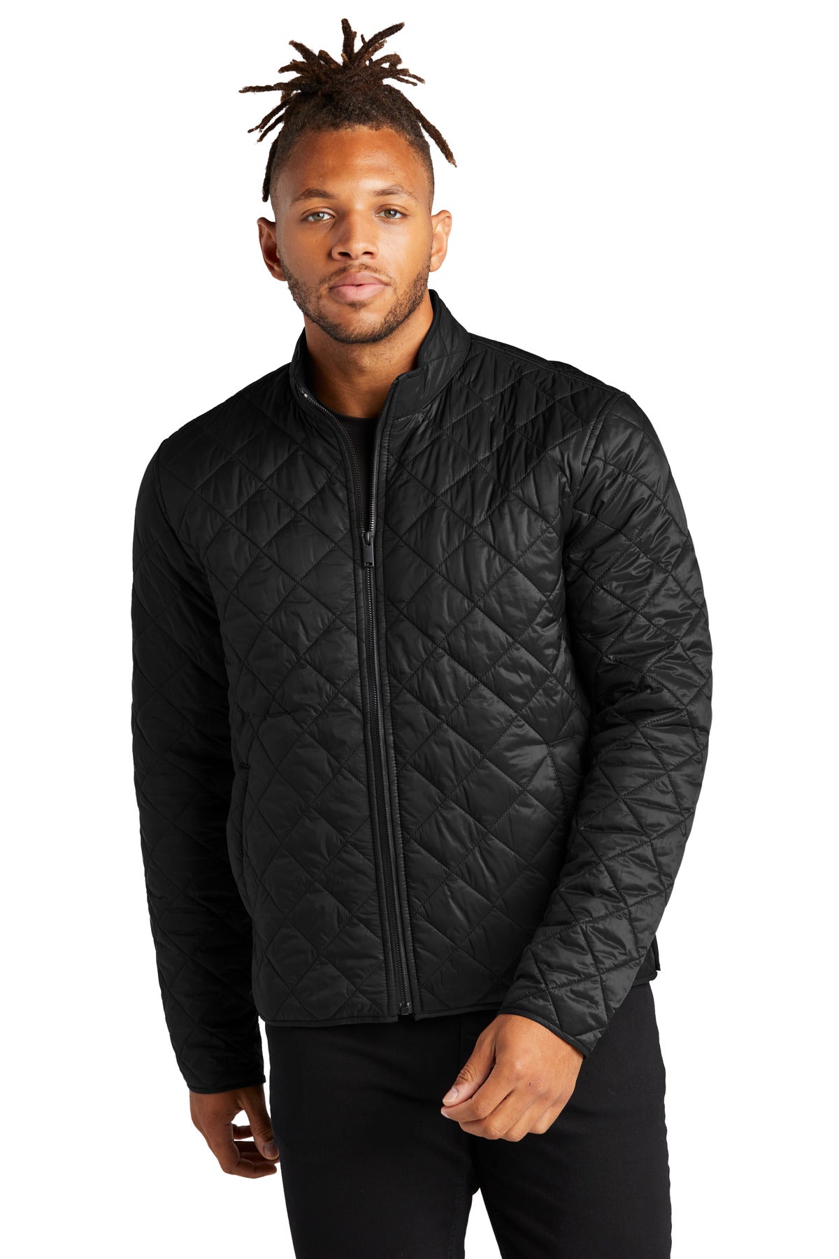 Front View of DeepBlack Mercer+Mettle Quilted Full-Zip Jacket MM7200 - XS