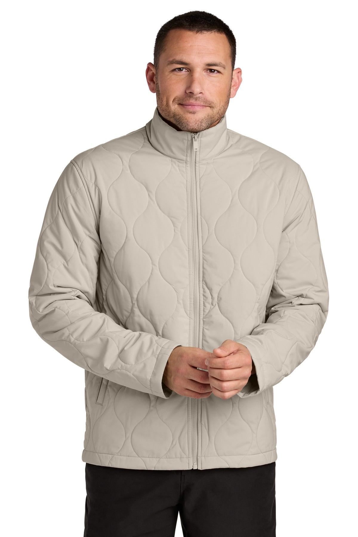 Front View of Almond Mercer+Mettle Quilted Liner Jacket MM7202 - XS