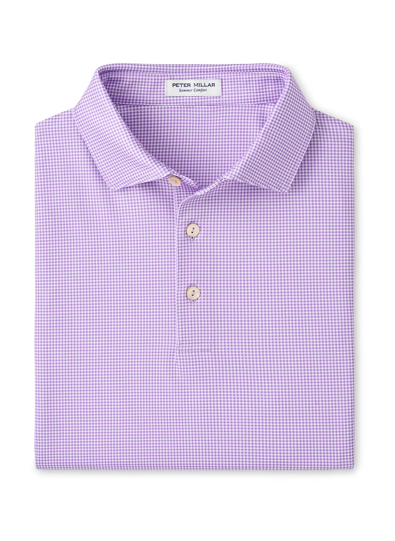 Peter Millar Men's Gingham Performance Jersey Polo SP26 - Cottage Blue - MD