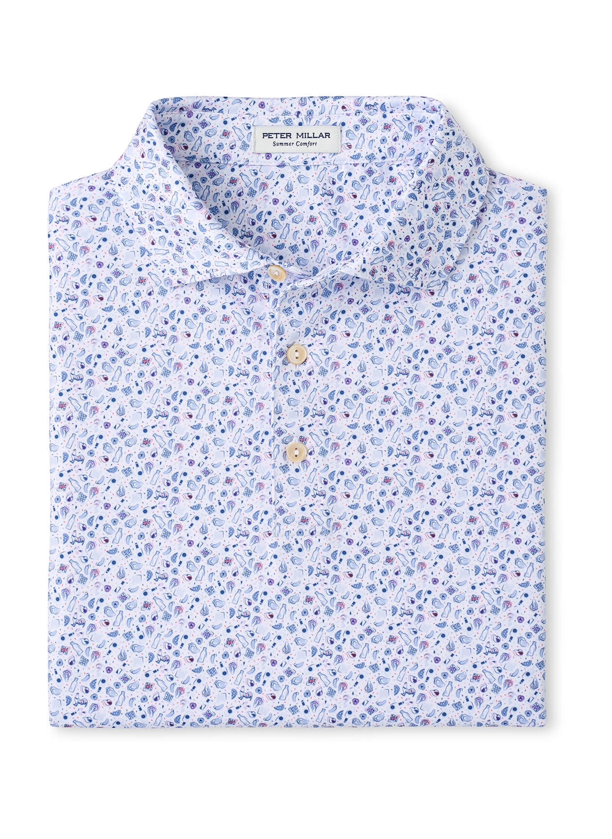 Peter Millar Men's Oyster Roast Performance Jersey Polo - White - SM