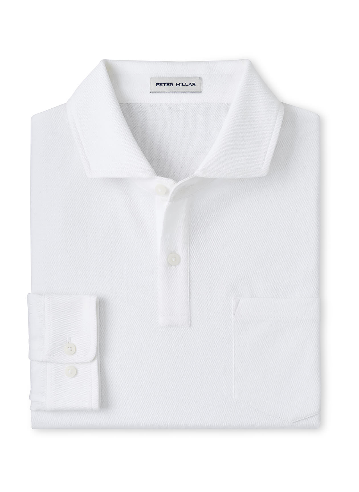 Peter Millar Men's Everyday Pique Long Sleeve Polo - Atlantic Blue - LG