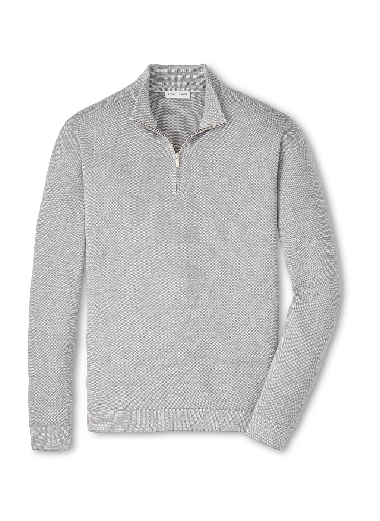 Peter Millar Men's Coolspun Lite Birdseye Quarter Zip Sweater - Gale Grey - SM