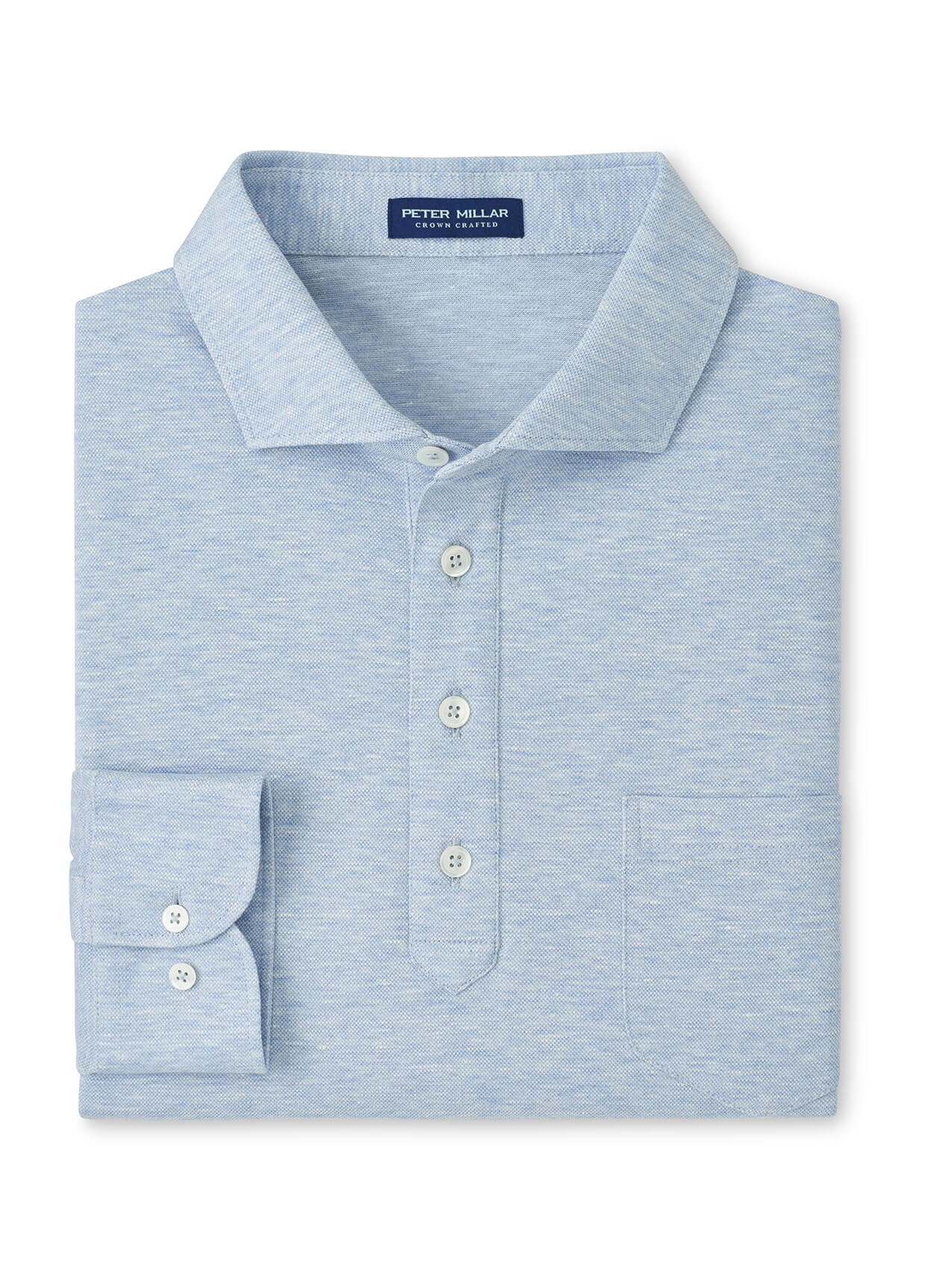 Peter Millar Men's Landon Long-Sleeve Polo - Blue Frost - SM