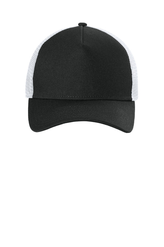 Front View of Blk/White New Era A-Frame Snapback Mesh Back Cap NE212