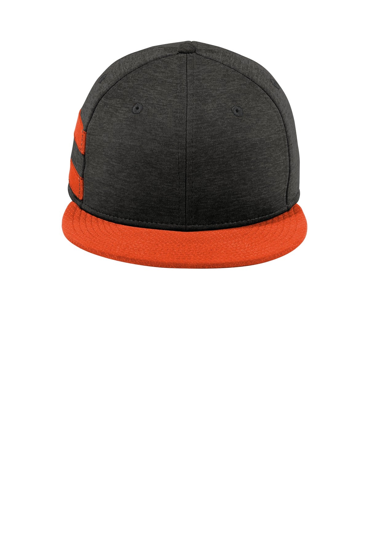 Front View of Black SH/Dp Or New Era Shadow Heather Striped Flat Bill Snapback Cap NE408