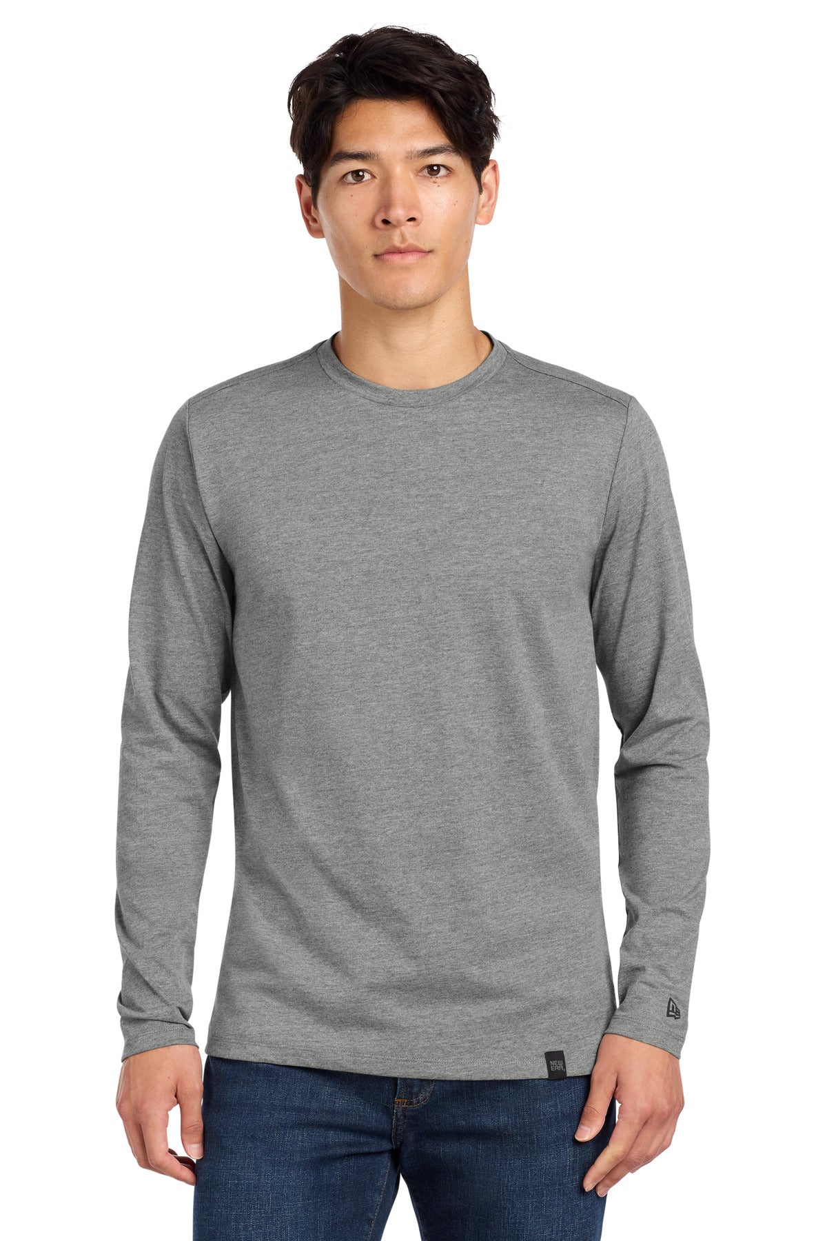 SanMar NEA102_shadowgreyheather_model_front.jpg