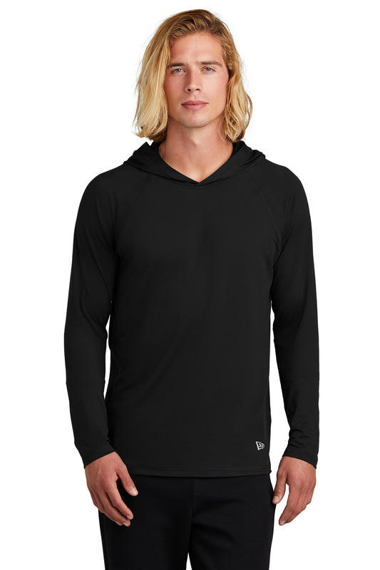 Front View of Black New Era Power Long Sleeve Hoodie NEA229 - XS