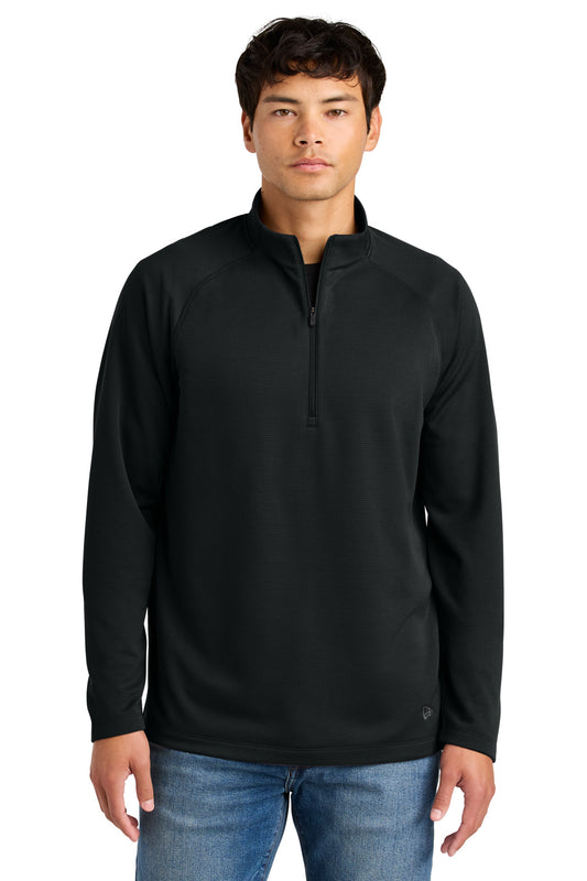 Front View of Black New Era Stand Out 1/4-Zip NEA515 - XS