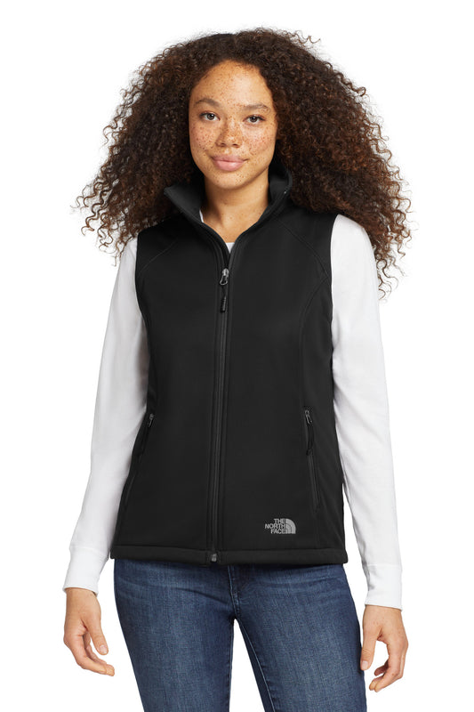 Front View of TNF Black The North Face Women's Ridgewall Soft Shell Vest. NF0A3LH1 - S