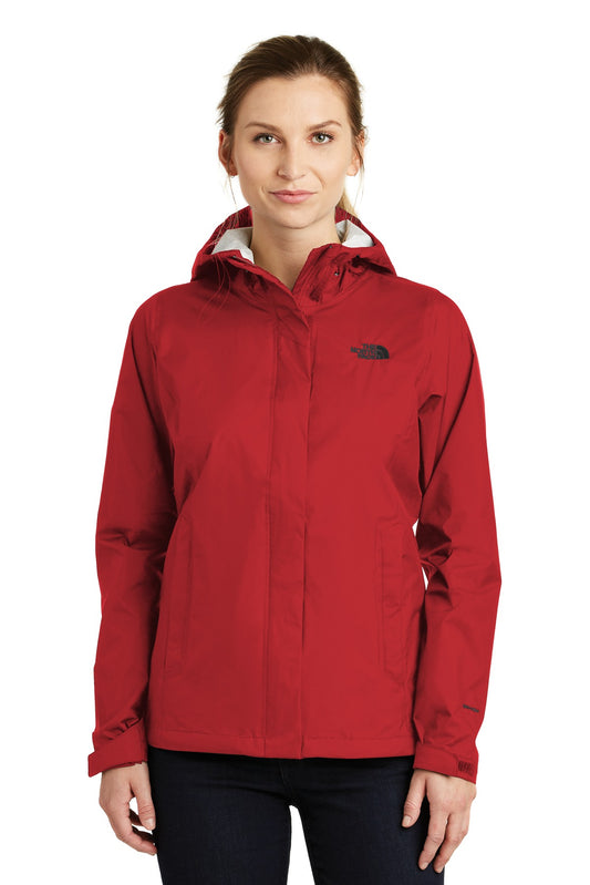 Front View of Rage Red The North Face Women's DryVent Rain Jacket. NF0A3LH5 - S