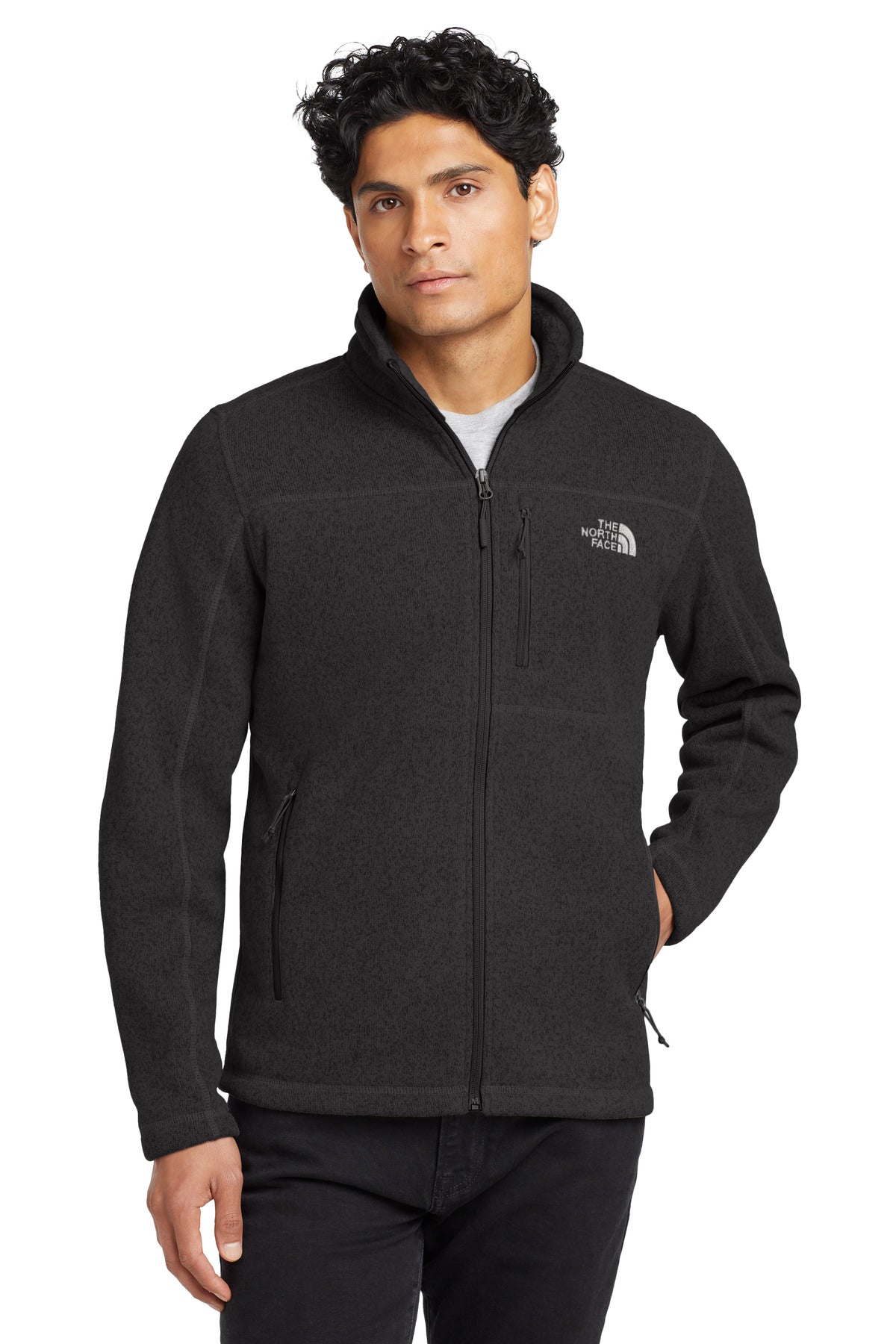 SanMar NF0A3LH7_tnfblackheather_model_front.jpg