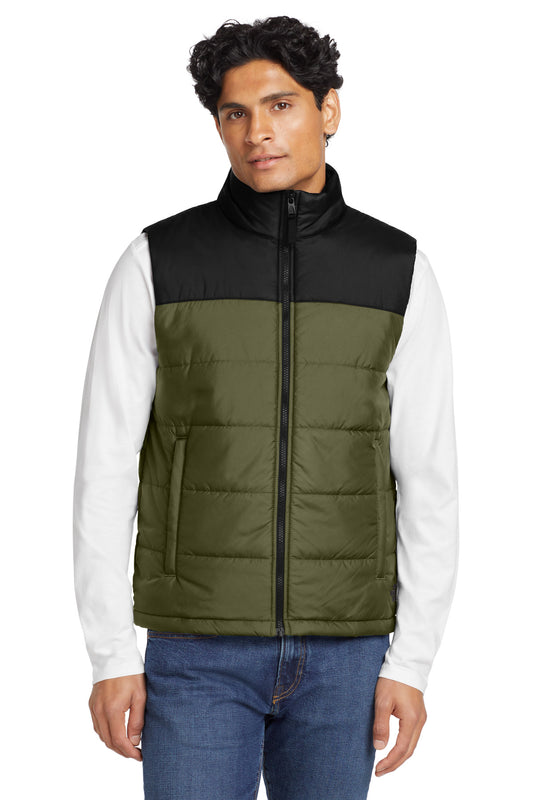 Front View of Burnt Olive Gn The North Face Everyday Insulated Vest. NF0A529A - S