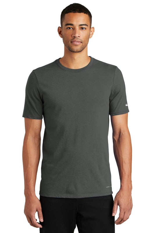 Front View of Anthracite Nike Dri-FIT Cotton/Poly Tee. NKBQ5231 - XS