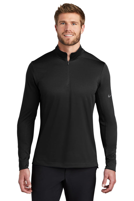 Front View of Black Nike Dry 1/2-Zip Cover-Up NKBV6044 - XS