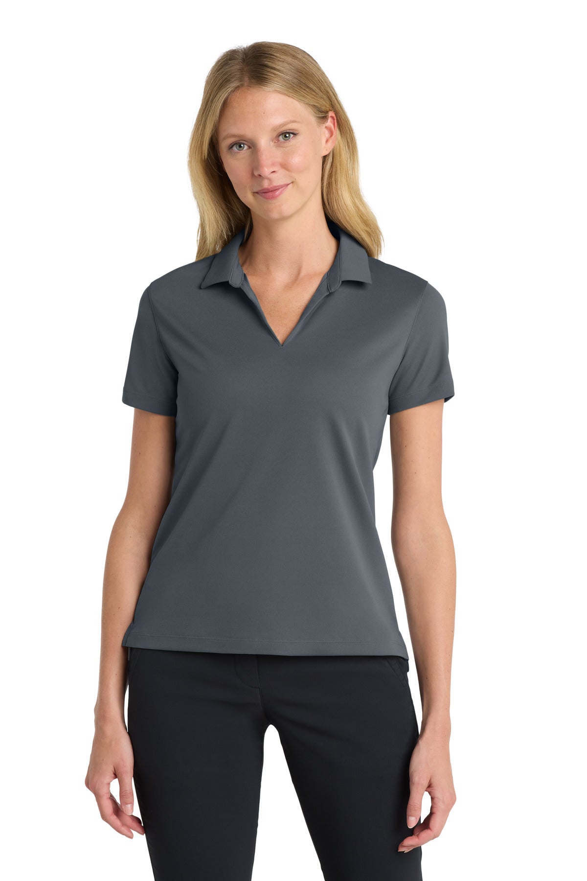 Front View of Anthracite Nike Women's Dri-FIT Micro Pique 2.0 Polo NKDC1991 - S