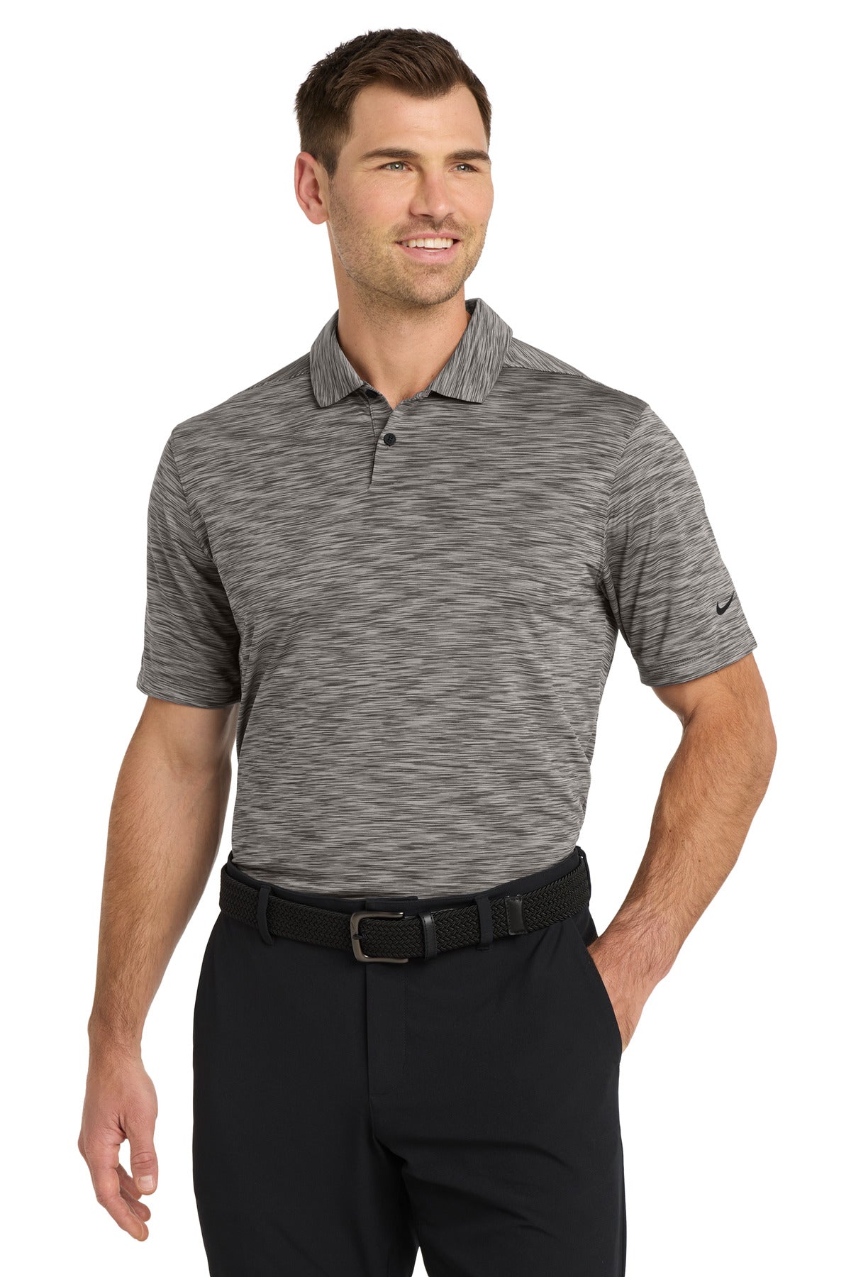 Front View of Anthracite Nike Dri-FIT Vapor Space Dyed Polo NKDC2109 - XS