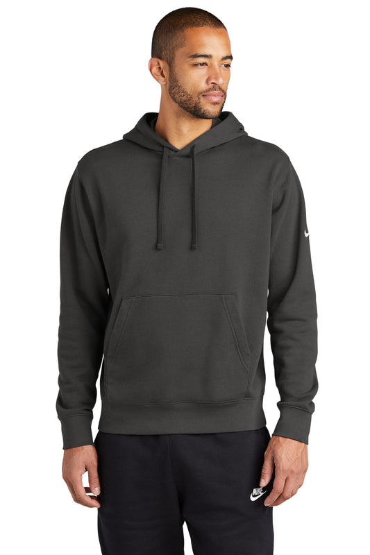 Front View of Anthracite Nike Club Fleece Sleeve Swoosh Pullover Hoodie NKDR1499 - XS