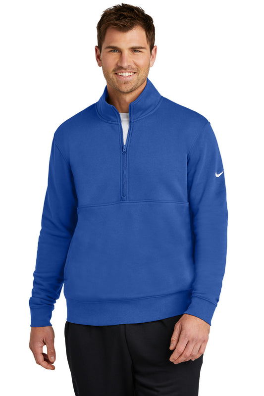 Front View of GameRoyal Nike Club Fleece Sleeve Swoosh 1/2-Zip NKDX6718 - XS