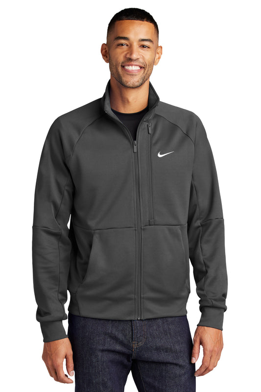 Front View of Anthracite Nike Full-Zip Chest Swoosh Jacket NKFD9891 - XS