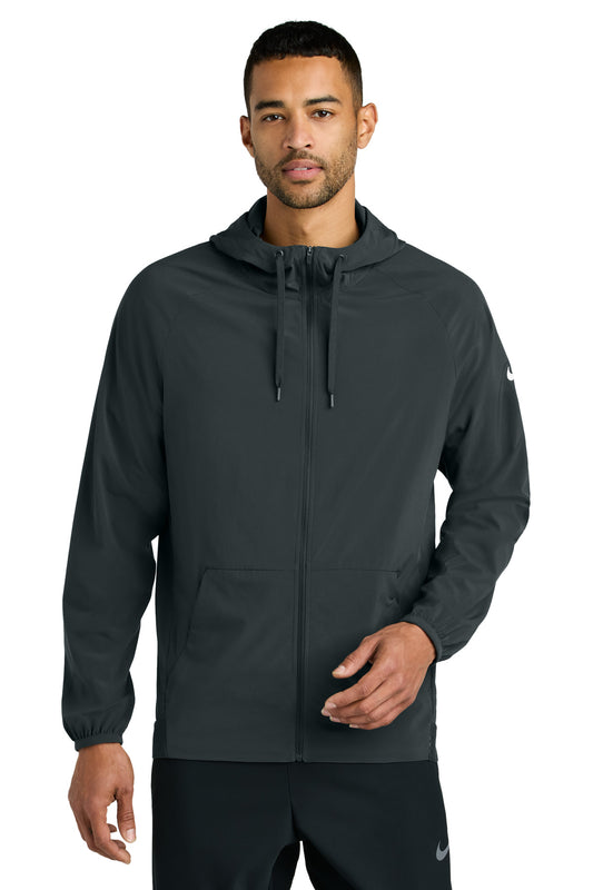 Front View of Anthracite Nike Pro Hooded Jacket NKFQ4761 - XS