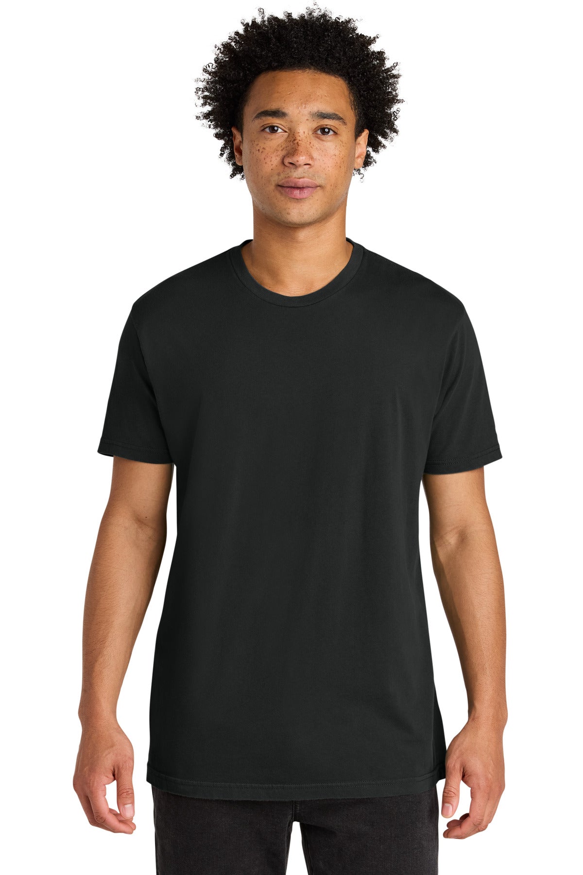 Front View of WashedBlk Next Level Apparel Soft Wash Cotton Tee NL3600SW - XS