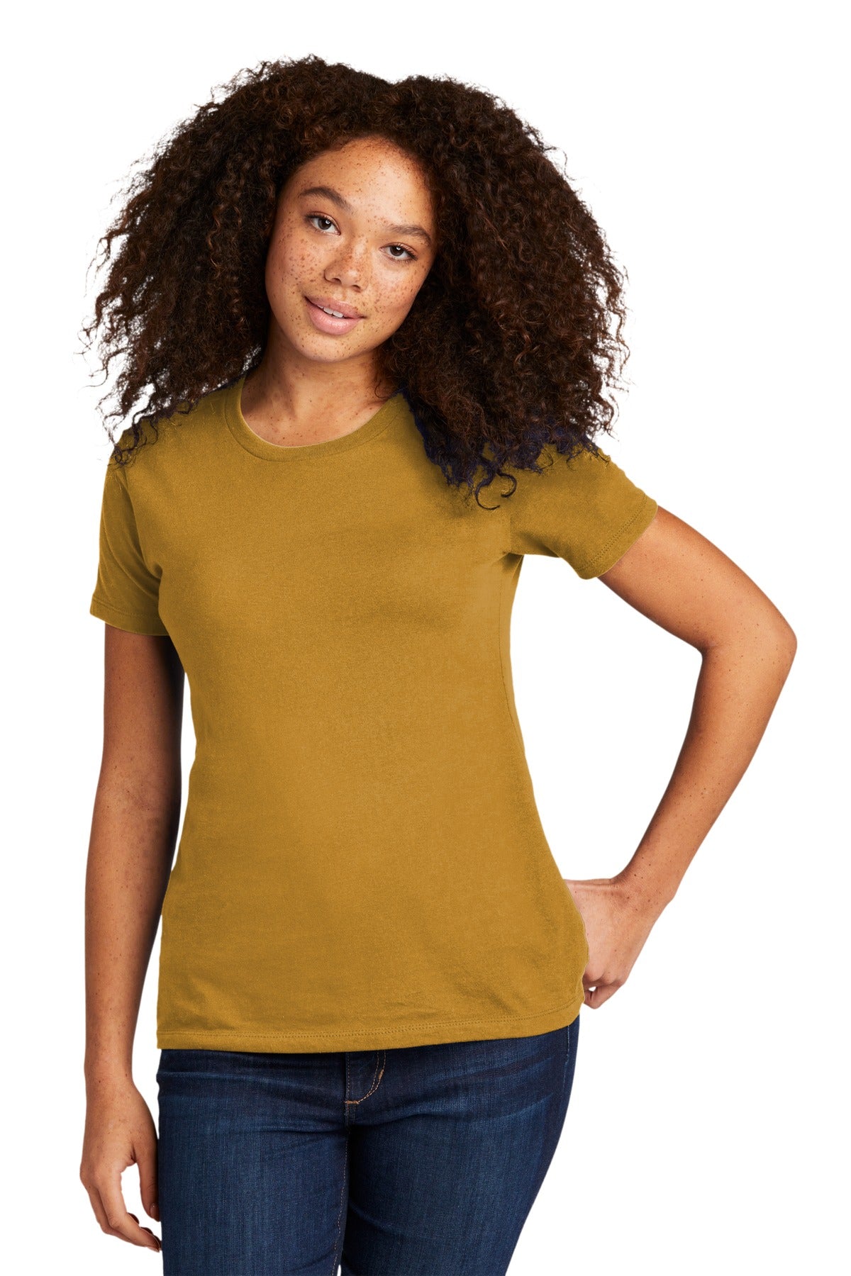 Front View of AntqGold Next Level Apparel Women's Cotton Tee. NL3900 - XS