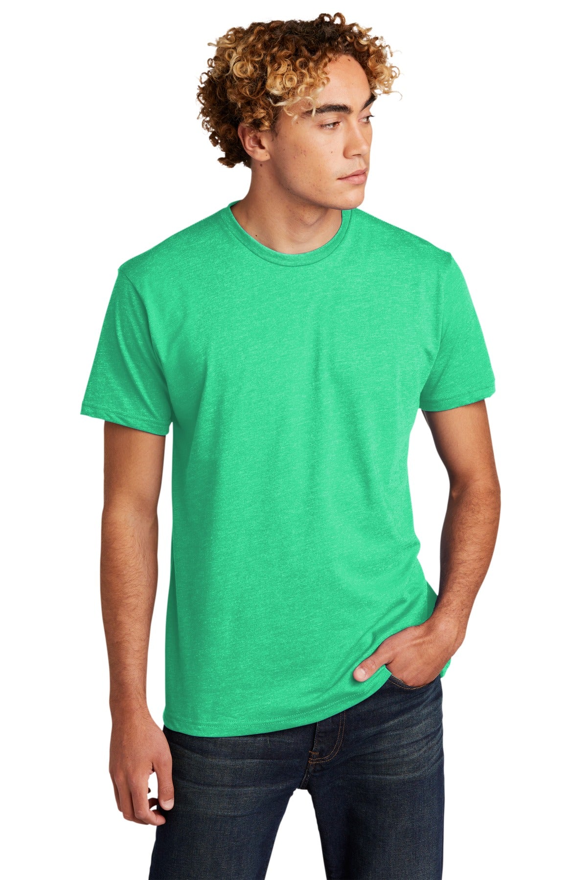 Front View of AppleGreen Next Level Apparel Adult CVC Tee. NL6210 - XS