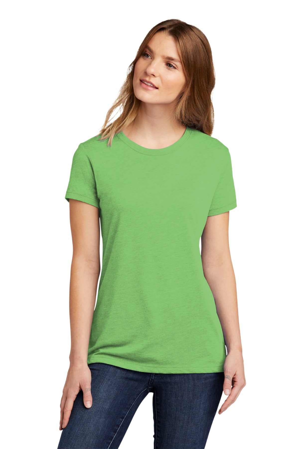 Front View of AppleGreen Next Level Apparel Women's CVC Tee. NL6610 - XS