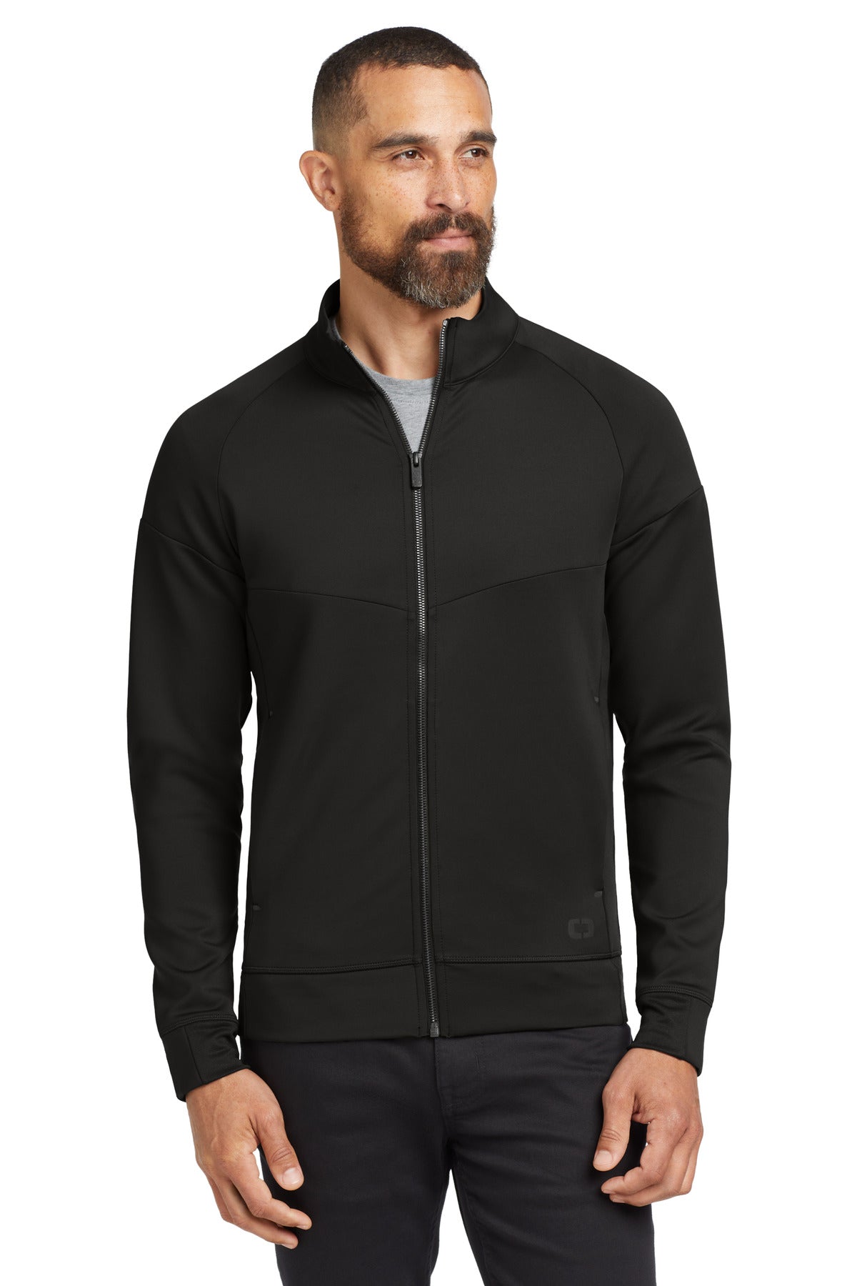 Front View of Blacktop OGIO Modern Performance Full-Zip. OE703 - XS