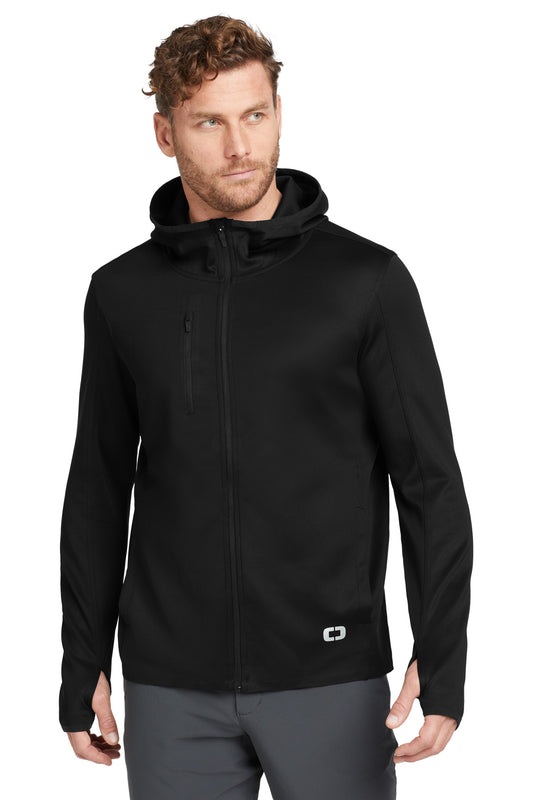 Front View of Blacktop OGIO Stealth Full-Zip Jacket. OE728 - XS