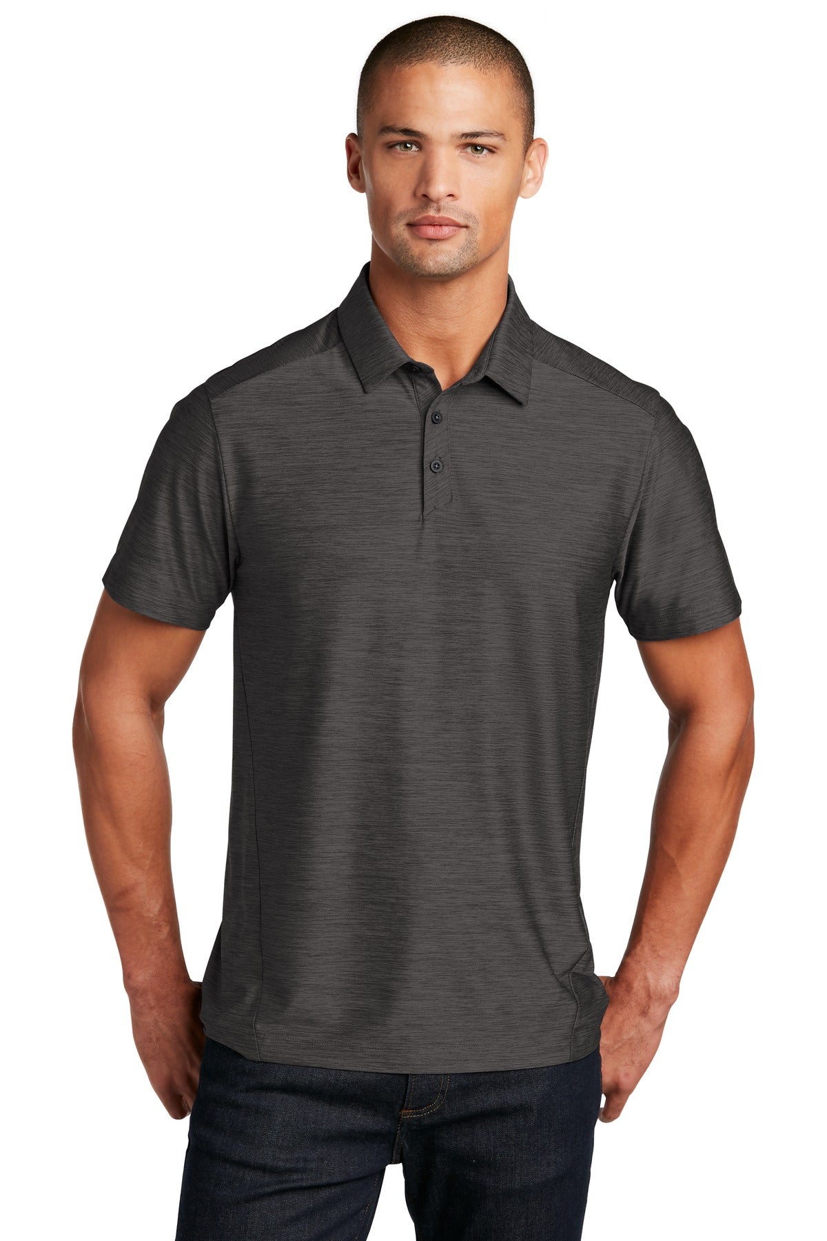 Front View of Blacktop OGIO Slate Polo. OG143 - XS