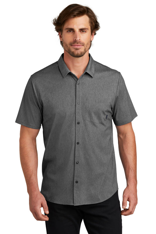 Front View of BktpHthr OGIO Extend Short Sleeve Button-Up OG160 - XS
