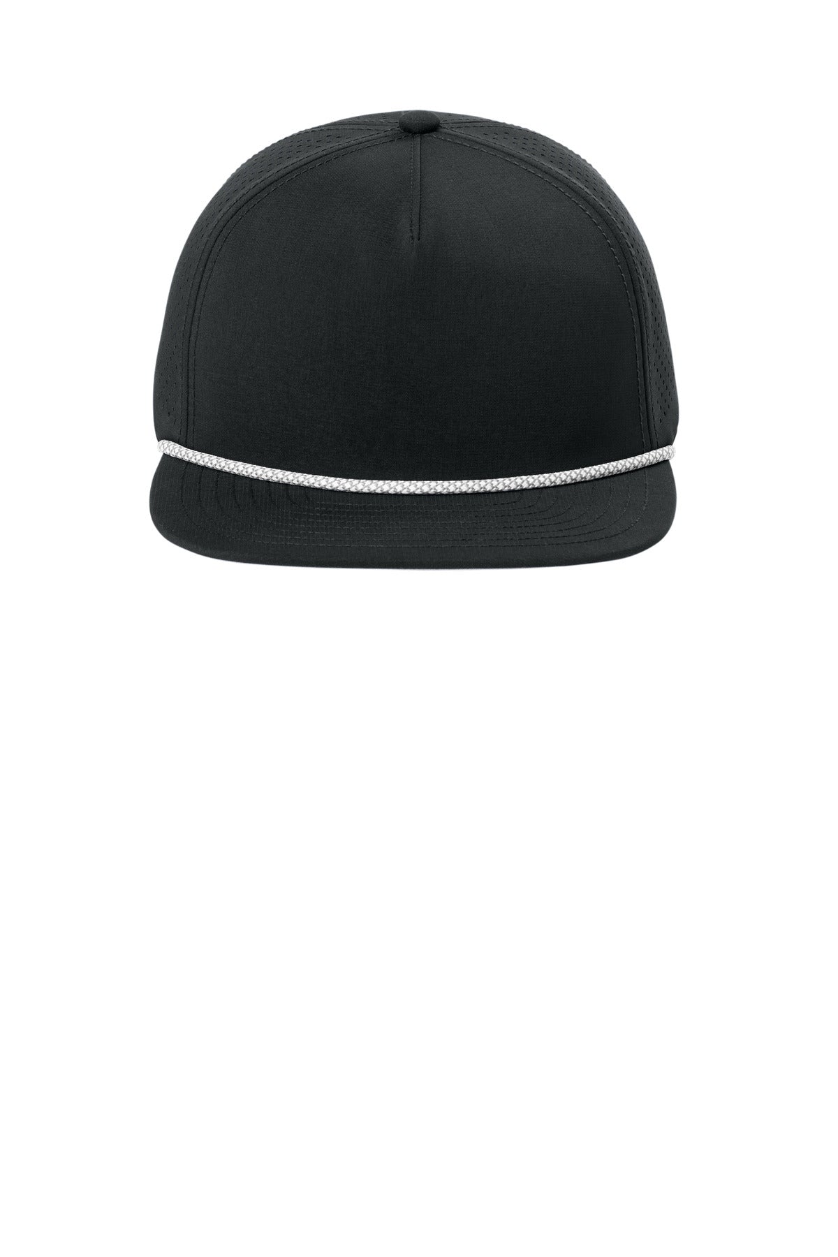 Front View of Blacktop OGIO 5-Panel Rope Performance Cap OG607 - S