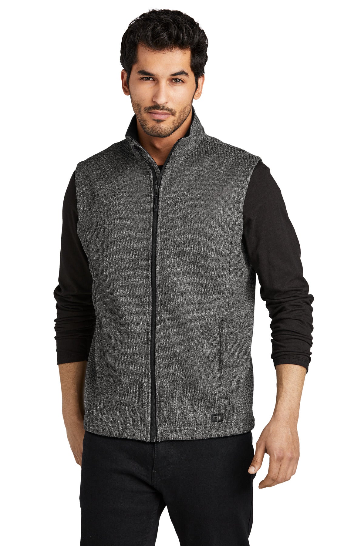 Front View of DslGyHthr OGIO Grit Fleece Vest OG730 - XS