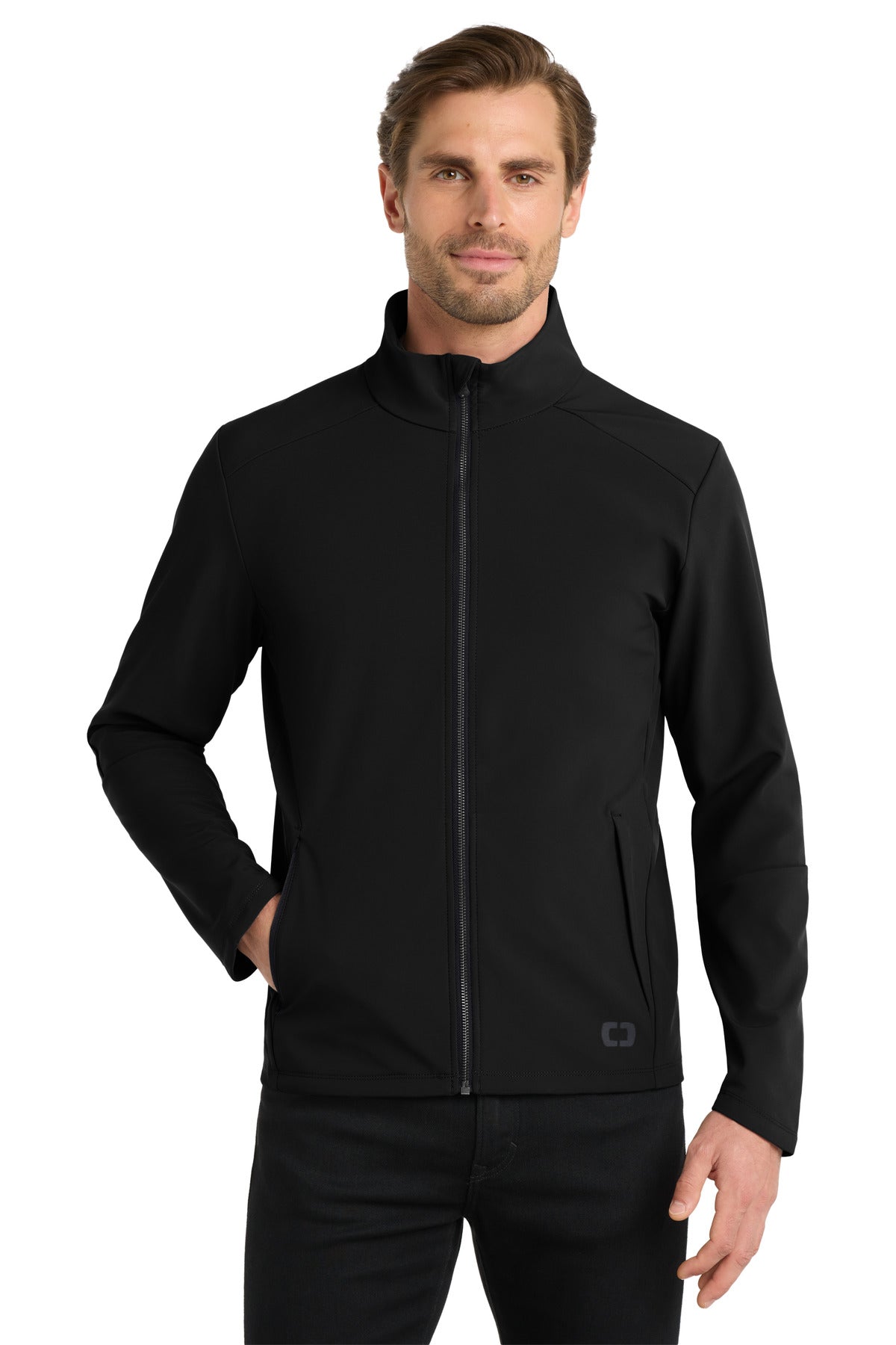 Front View of Blacktop OGIO Commuter Full-Zip Soft Shell OG755 - XS