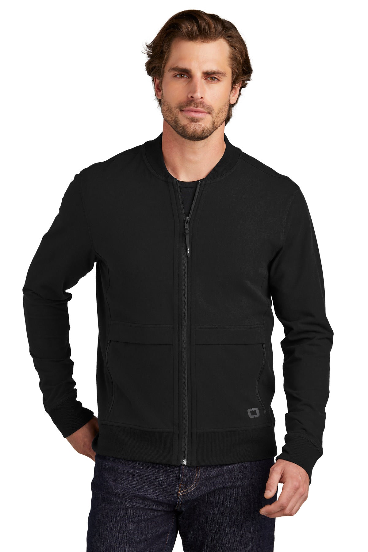 Front View of Blacktop OGIO Outstretch Full-Zip OG830 - XS