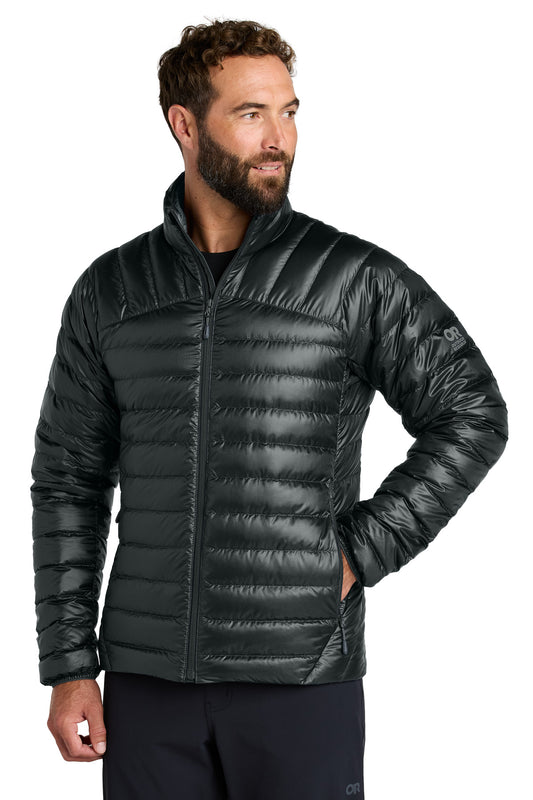 Front View of Black LIMITED EDITION Outdoor Research 800 Tech Down Jacket OR322228 - S