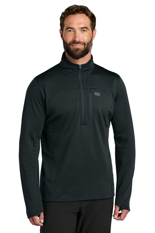 Front View of Black LIMITED EDITION Outdoor Research Tech Grid 1/4-Zip Fleece OR322267 - S
