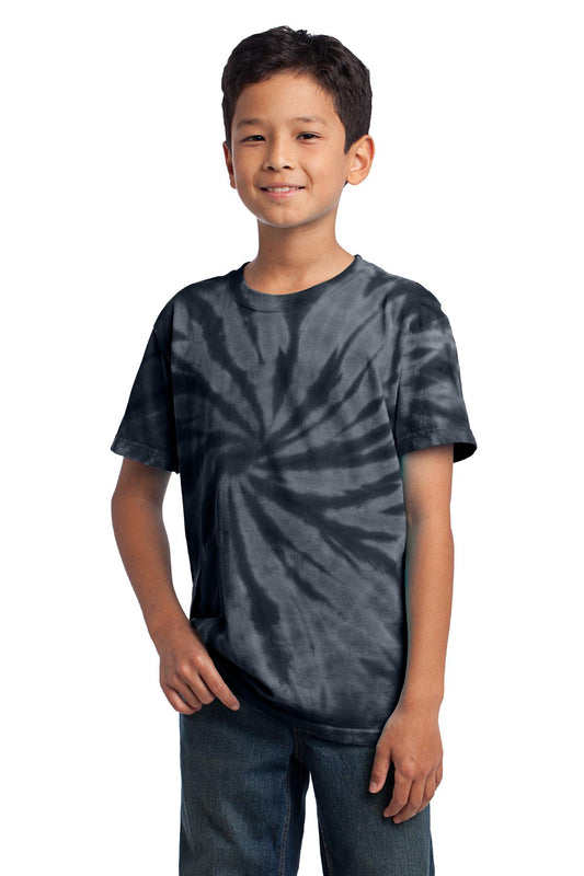 Front View of Black Port & Co Youth Tie-Dye Tee. PC147Y - XS