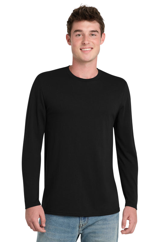 Front View of Black Port & Co Tri-Blend Long Sleeve Tee. PC330LS - S