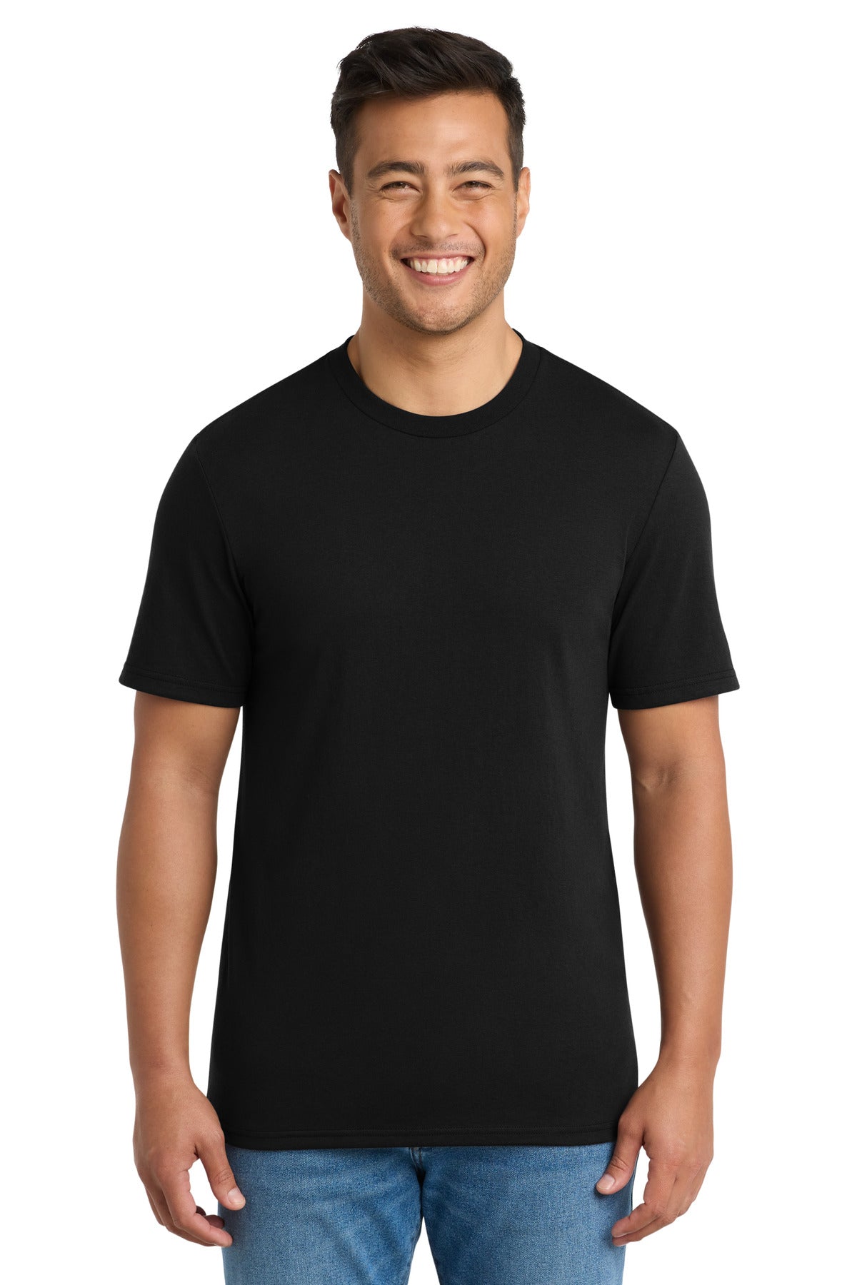 Front View of Black Port & Co Tri-Blend Tee. PC330 - S