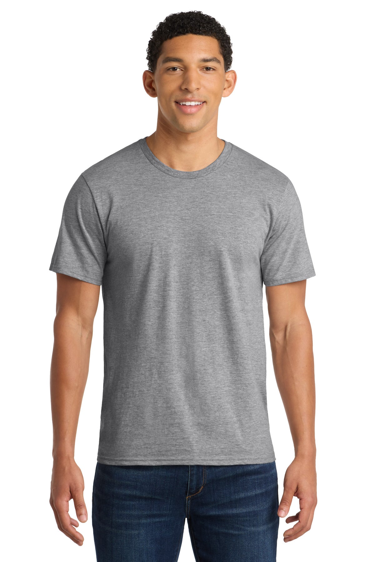 Front View of Athletic Hthr Port & Co Fan Favorite Tee. PC450 - S