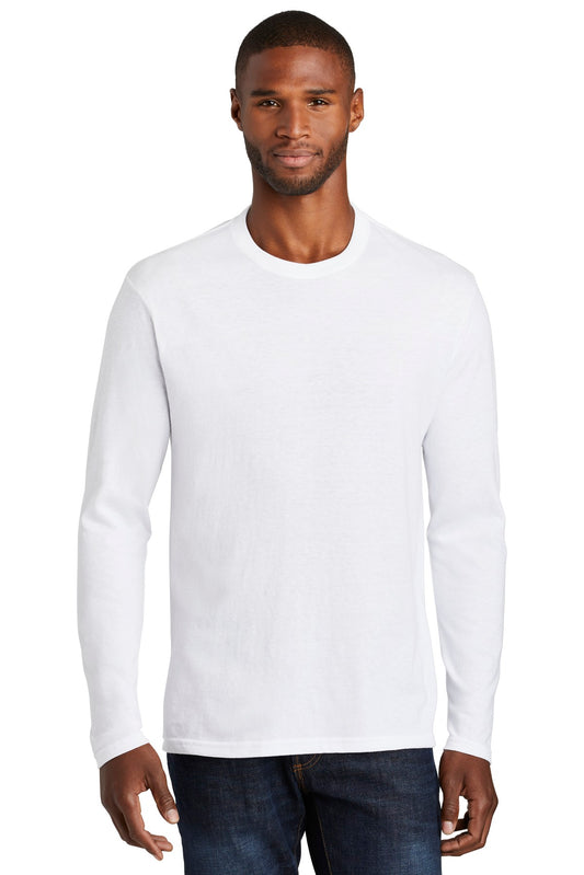 Front View of White Port & Co Long Sleeve Fan Favorite Blend Tee. PC455LS - S